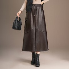 ��ɫPUƤȹ����ȹŮ2025�＾�¿��ɾo��һ��ȹ���eͲȹ���b���Lȹ