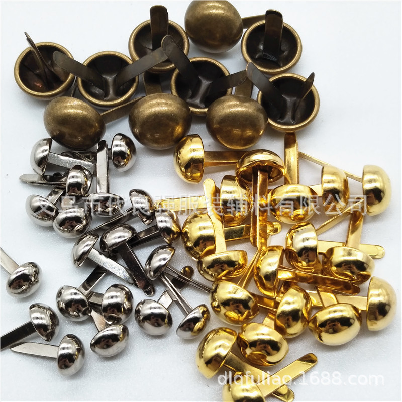 厂家现货批发双脚钉 金属电镀两脚蘑菇钉