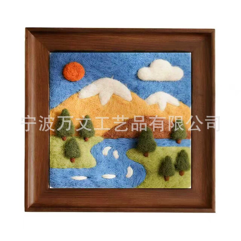 Cross-Border Wool Felt DIY Kit for Creating Beautiful Landscape Oil Paintings of Mountains, Forests, and Streams with 12cm Picture Frame Cross-Border Wool Felt DIY Kit for Creating Beautiful Landscape Oil Paintings of Mountains, Forests, and Streams with 12cm Picture Frame
