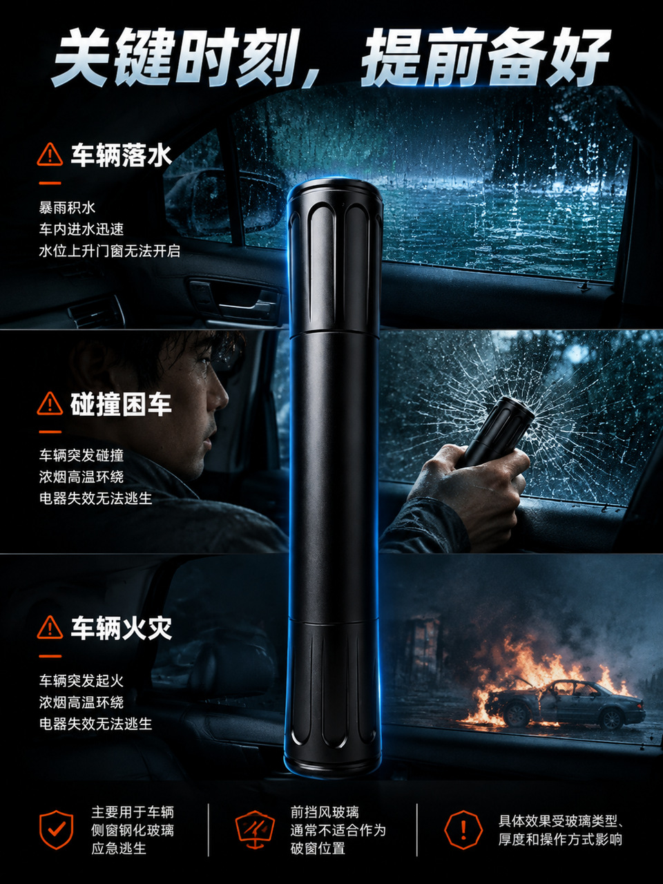 Cross-border safety hammer, customizable with logo, window-breaking hammer, aluminum alloy, multi-functional, easy-to-use for breaking windows in vehicles, manufactured for export