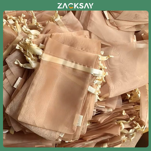 Mesh Bag Side Label, Transparent Solid-Color Drawstring — Perfect for Cosmetics, Facial Cleanser, and Gifts! Premium Organza Gift Pouch with Adjustable Drawstring.