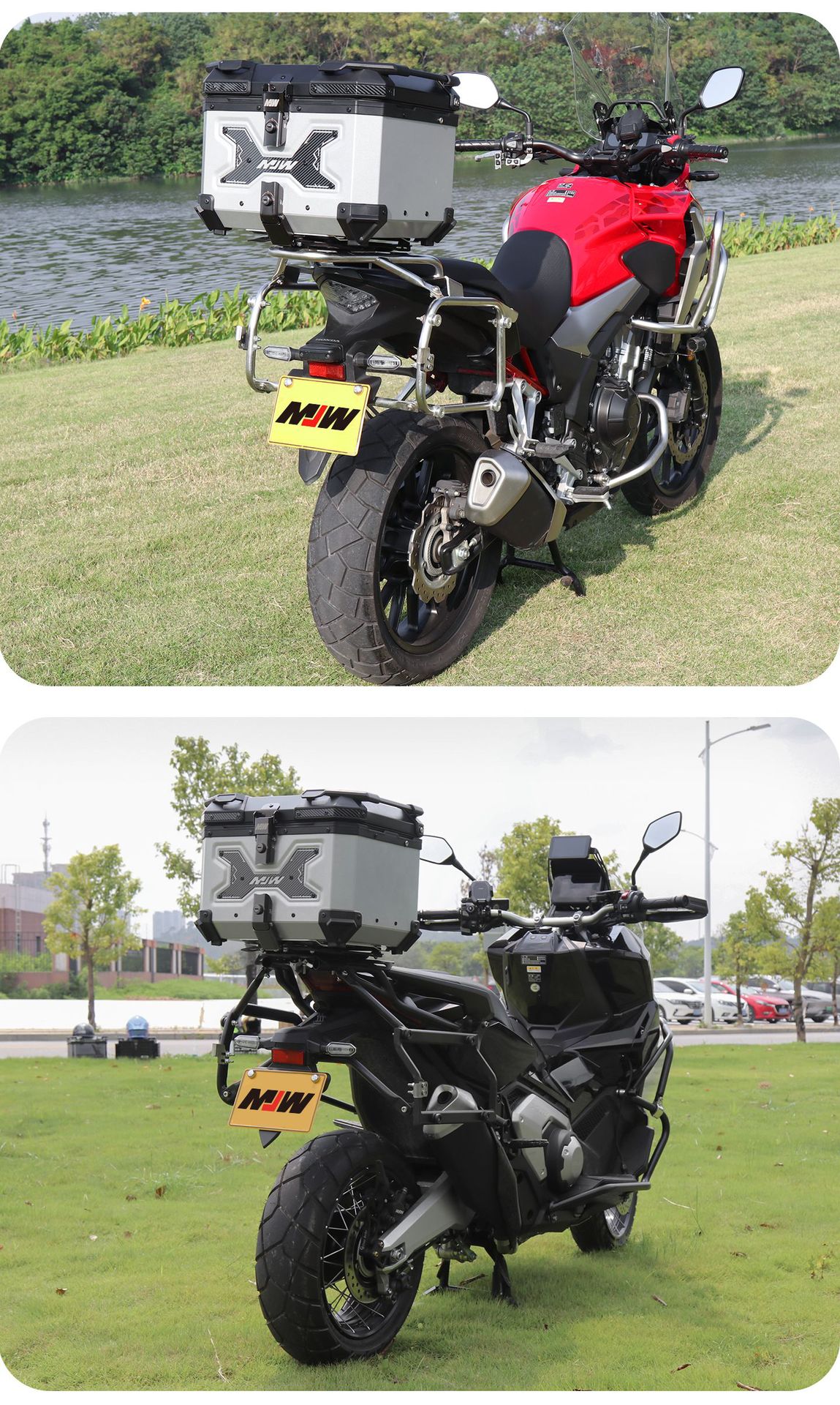 Motorcycle Mjw45L55L Glacier Silver Aluminum Alloy Tail Box Quick Release Travel Tool Box Electric Vehicle Rear Tail Box