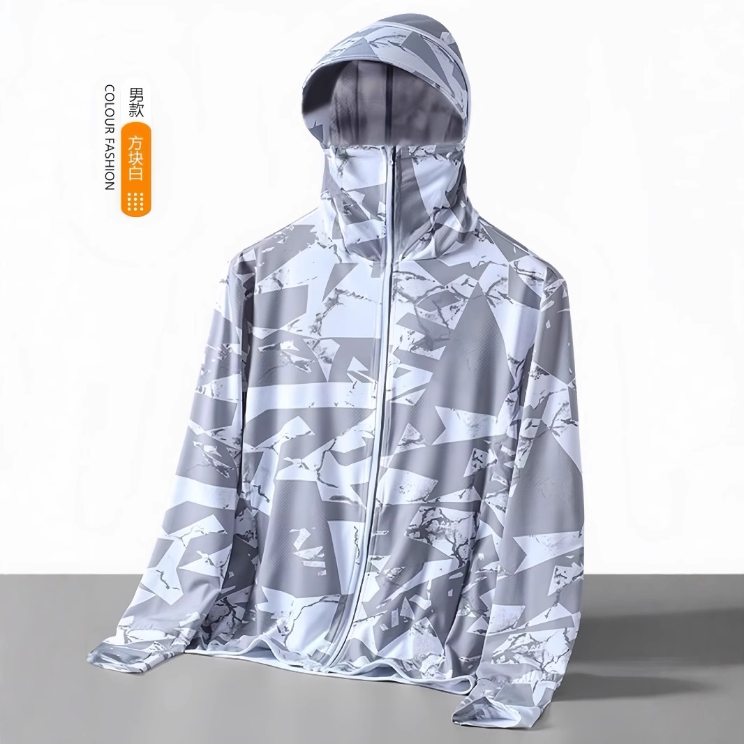 Summer Thin Ice Silk Camouflage Sun Protection Clothing for Men, Anti-Uv Outdoor Fishing and Cycling Sun Protection Clothing, Thin Jacket Wholesale