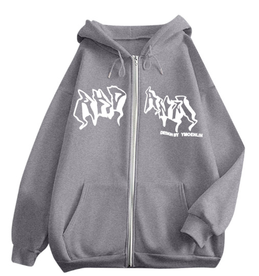 2022 en stock nuevo gótico carta impresa con capucha Otoño e Invierno cardigan cremallera suéter de los hombres moda chaqueta casual