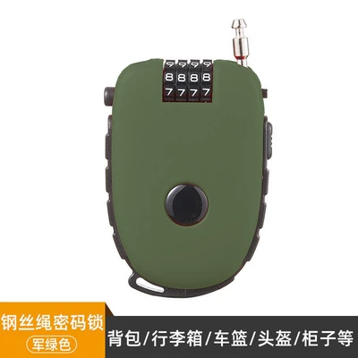 telescopic steel wire rope password: Helmet lock - c32-military-green-wire-rope-lock-4-digit-password