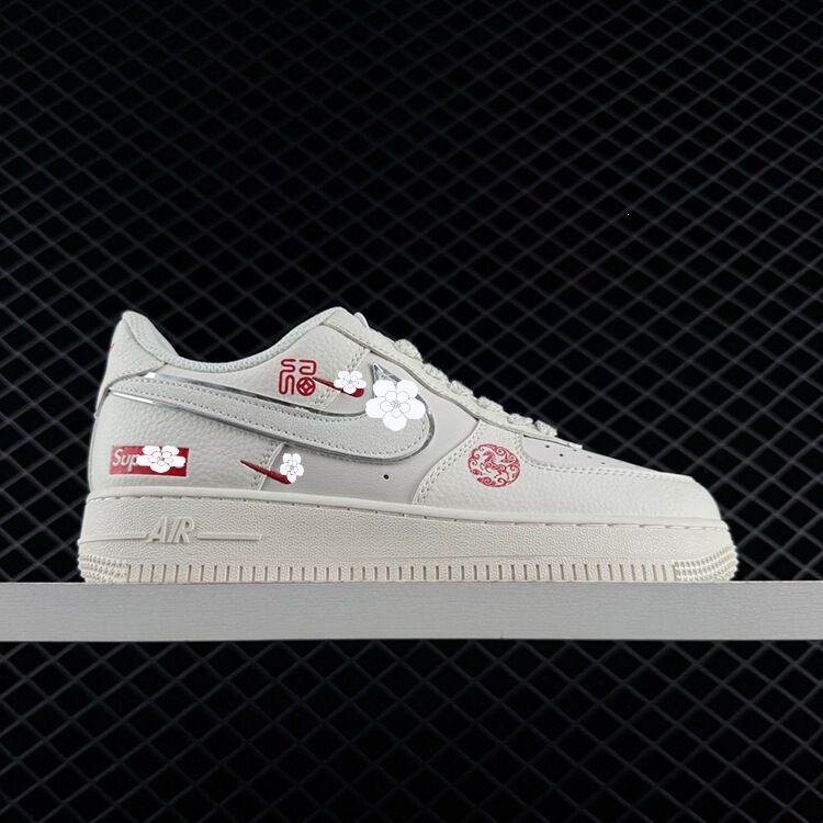 AF1 wear-resistant sneakers, classic pure white Air Force One, beige low-top casual original Air Force One AF1 wear-resistant sneakers, classic pure white Air Force One, beige low-top casual original Air Force One