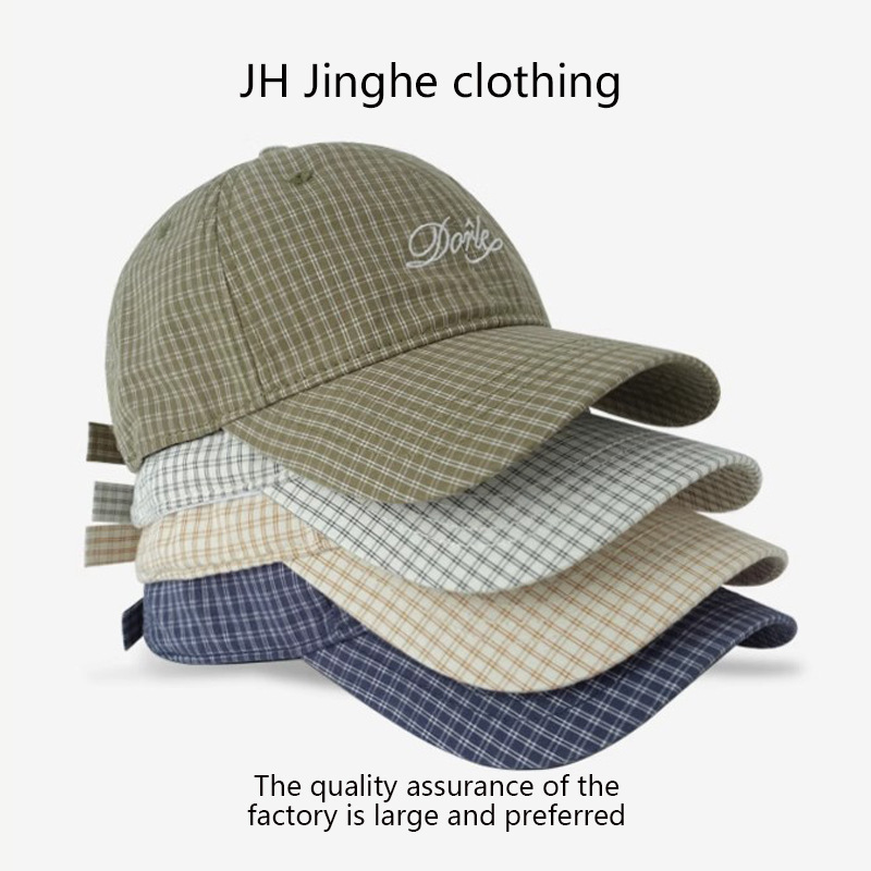 春夏の新野球帽文字刺繍チェック柄帽子韓国ファッションレトロカジュアルアウトドアサンバイザーキャップ|undefined
