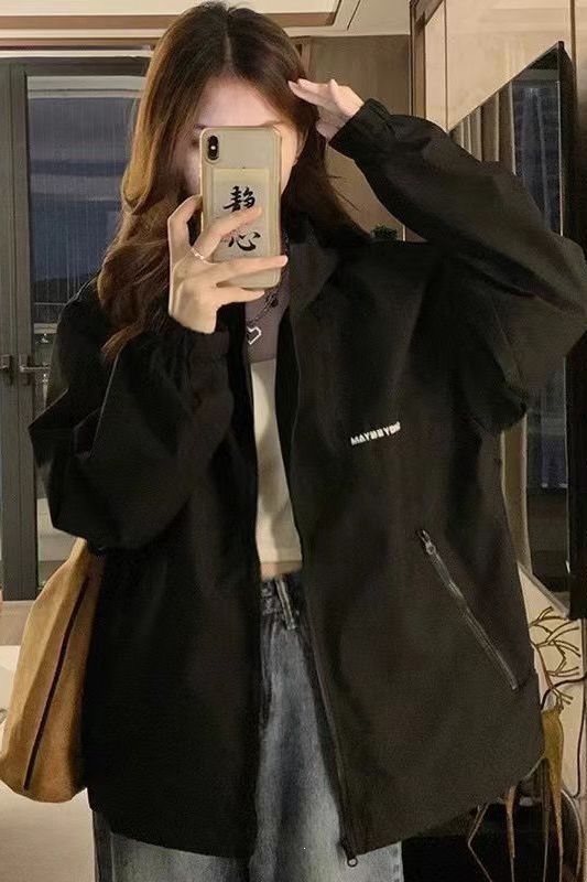 新款美式冲锋衣外套女韩版宽松休闲春秋户外连帽机能风潮夹克上衣