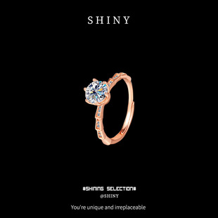 Douyin Live Source Cross-border S925 Sterling Silver Moissanite Classic Six-claw High Rise Ring Women's Light Luxury Mosan
