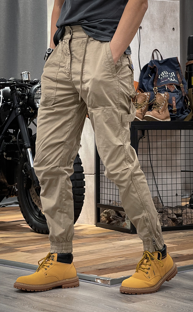 Pantalon cargo homme taille élastique style workwear rétro_voghion.com