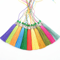 Factory Direct Sale New Green Pearl Button Hat Polyester Ice Silk Tassel Very Soft Hanging Tassel Chinese Knot Tassel