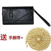 新款手拿包女亮皮信封包单肩链条包斜挎包大容量手包女鳄鱼纹时尚