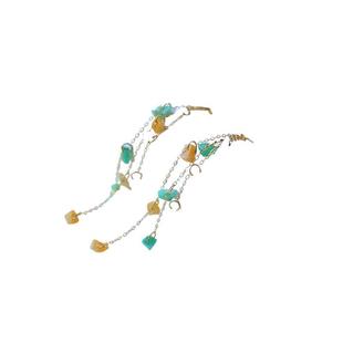 Amazon Supply New Chinoiserie Women's Natural Burmese Three-Color Jade Earrings 925 Silver Long Style Earrings