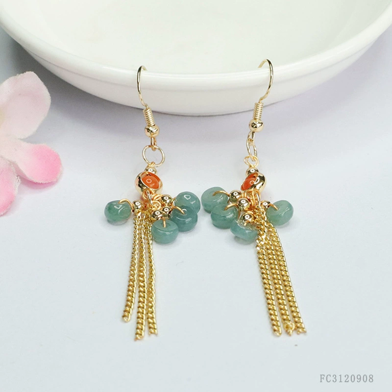 Серьги из натурального нефрита Гуань Ю, синие бусины-абаки, кисточка, крючок для ушей, древний стиль, оптовая продажа, дропшиппинг S3120908