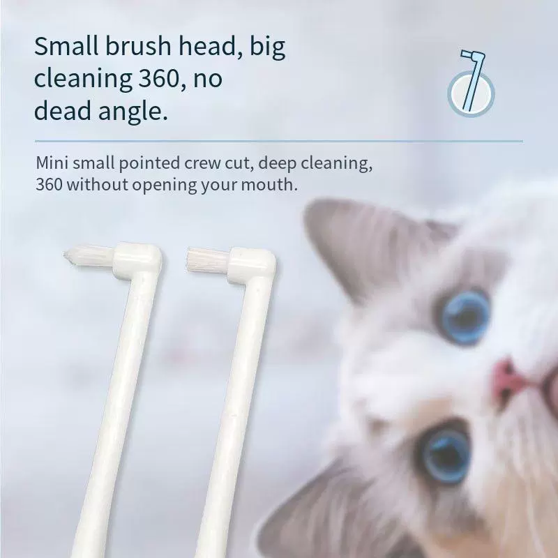 Зубная щетка для домашних животных Зубная щетка для чистки полости рта для собак и кошек небольшого размера Мягкая шерсть Плоский наконечник Зубная щетка Товары для домашних животных