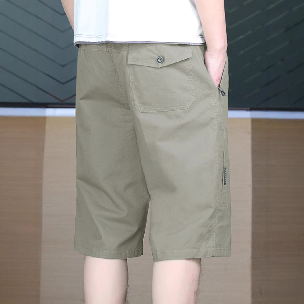 Summer Pure Cotton Men's Thin Versatile Cargo Casual Six-Point Shorts Straight Large Pants Trendy