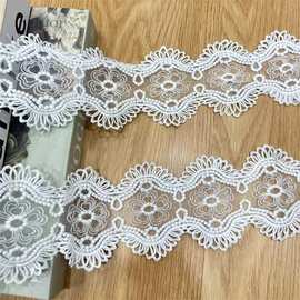 精美欧根纱玫瑰牛奶丝水溶蕾丝刺绣花边面料 DIY婚纱服装拼接辅料