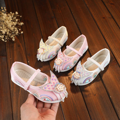 Hanfu Embroidered Shoes for Girls, Ethnic Style Dance Shoes, Children's Handmade Cloth Shoes, Ancient Chinese Style Han Shoes, New in 2023