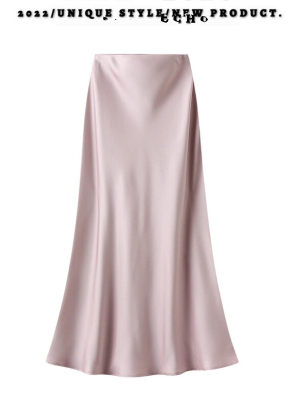 High-Waisted Mid-Length Satin Acetate Silky Skirt for Women Summer New Slimming Look Slit Hip-Covering Fishtail A-Line Long Skirt