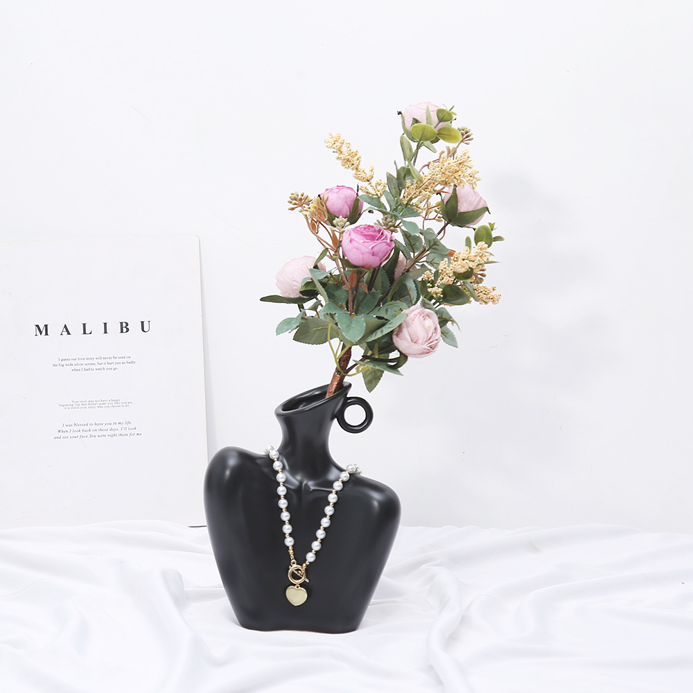 7 diamantes retro rosas frutas agujeros de alto nivel atmósfera flor de simulación decoración de la sala de estar props de disparo de boda