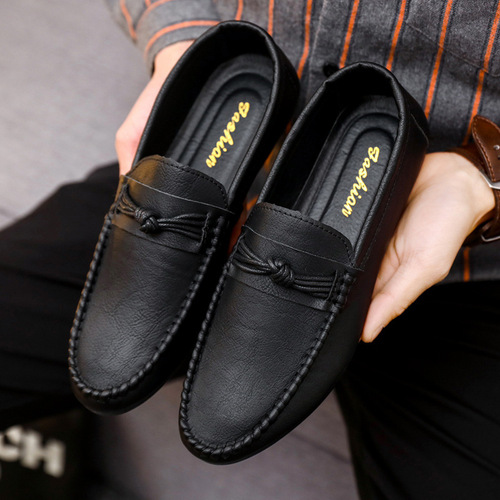 Spring Men's Shoes Beanie Shoes Men's  Korean Style Men's Casual Leather Shoes Soft Sole Social Guys Youth Shoes