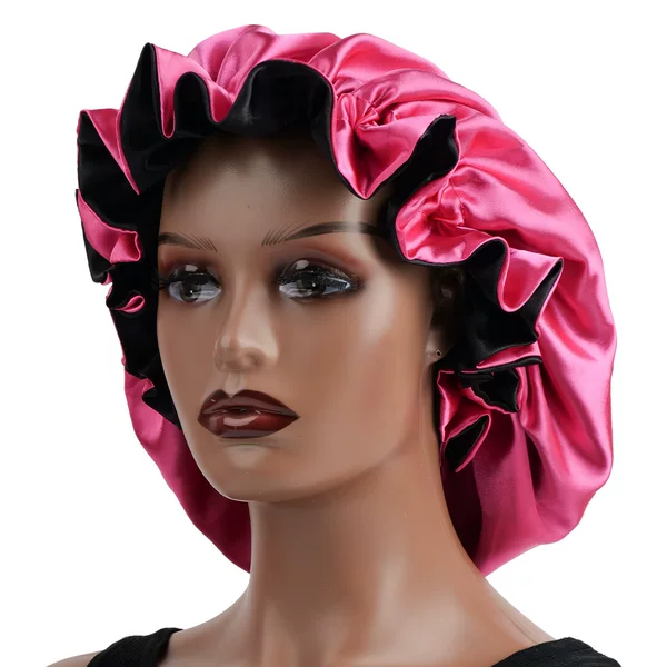 Amazon Hot-selling Double-sided Available satin Shower Cap European and American Smooth Color Nightcap Bonnet Wholesale
