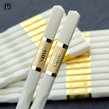 清安耐高温白色合金筷子10双分餐家用型饭店快餐厅酒店防滑筷子