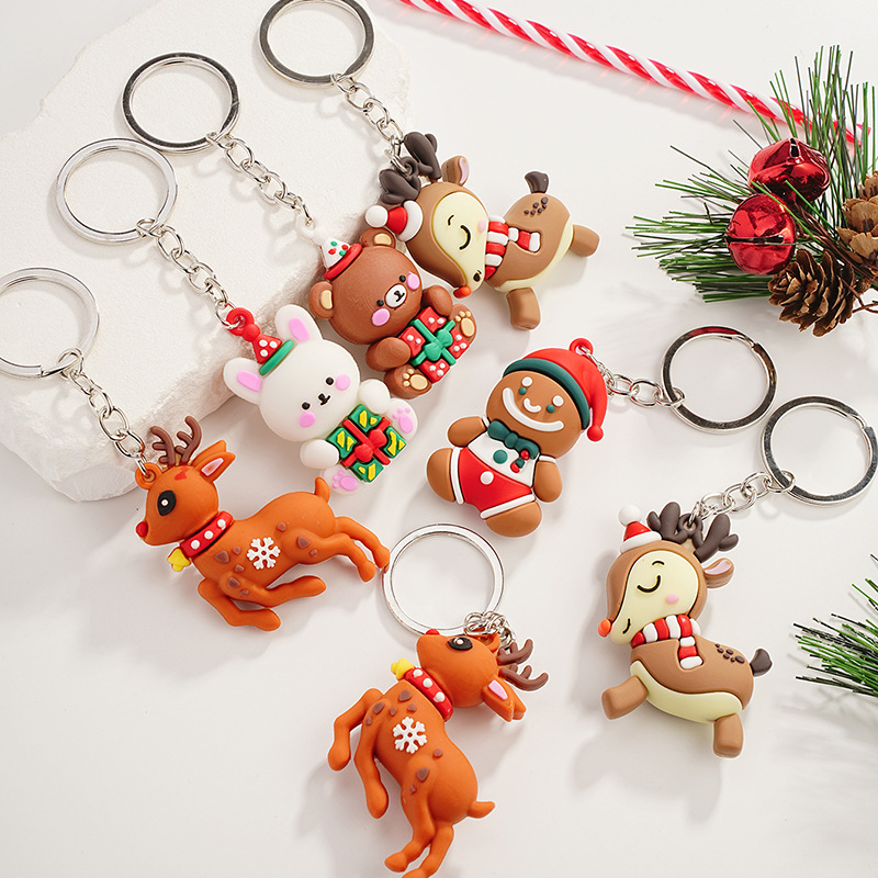 Cute Bear Snowman Elk Metal Christmas Unisex Keychain display picture 4