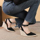 AliExpress European and American New Wedge Thick-soled High-heeled Pointed Sandals Women's Straw-woven Hemp Rope Bottom Amazon Cross-border Foreign Trade