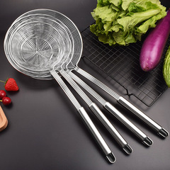 Stainless Steel Slotted Spoon for Home Use, Thickened Double-Hook Wire Design, Oil-Draining & Deep-Frying Tool, Kitchen Utensil with Oil-Residue Filter Mesh