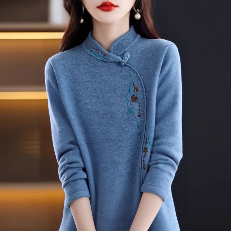 The M-4Xl Size Women's Long-Sleeved T-Shirt Features A Luxurious, Retro Design With Added Fur Lining And Extra Thickness_ecoleips.com