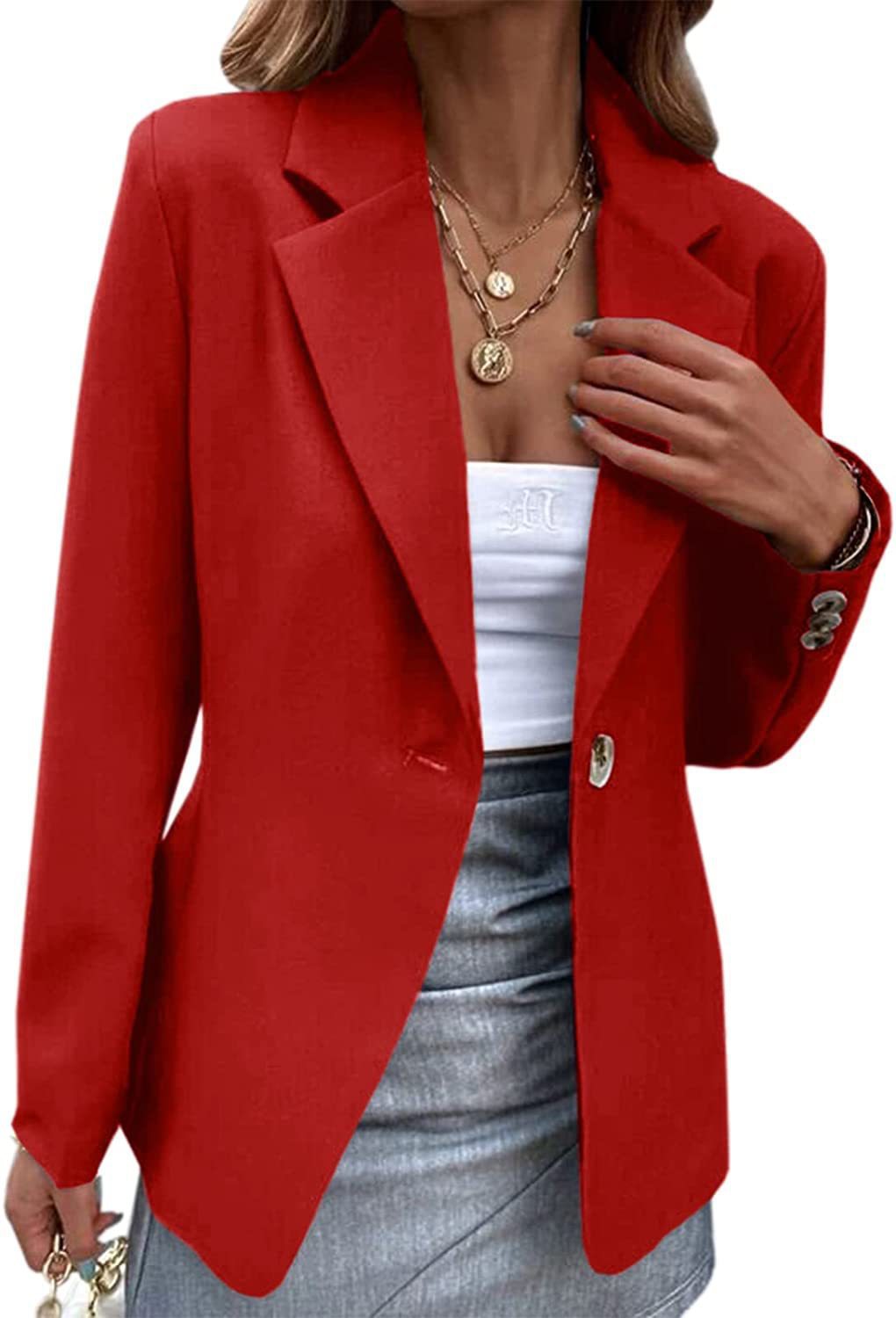Damen Blazer Langarm Mit Knopf Für Herbst Und Winter Elegant_voghion.com