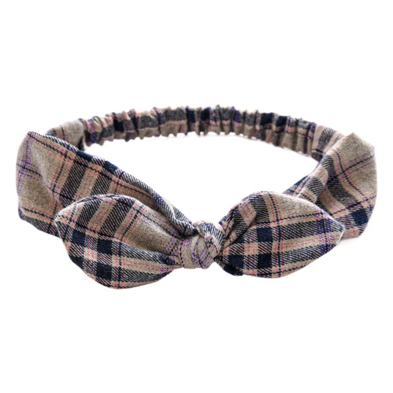 Tejido a cuadros de Navidad transfronterizo Orejas de conejo anudadas banda para el cabello diadema elástica del todo fósforo de las mujeres diadema tocado en stock