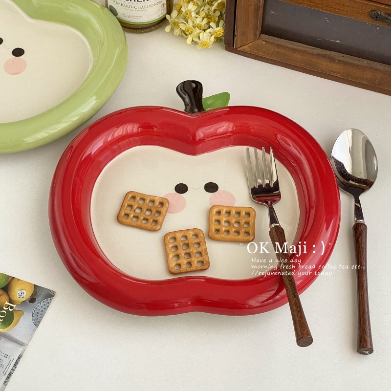 かわいい朝食プレート、子供用クリエイティブプレート、かわいい食器、釉下色のセラミックディナープレート、絶妙なデザートプレート|undefined