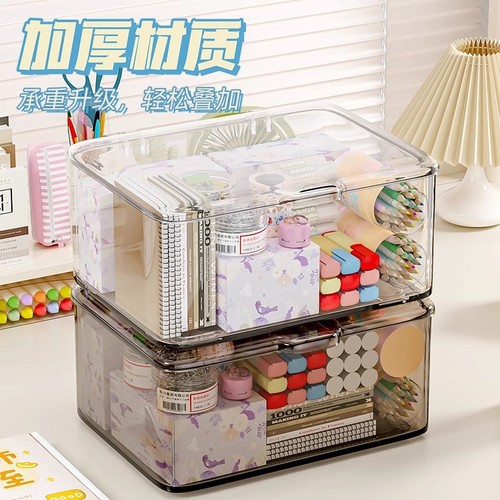 Tabletop Acrylic Transparent Storage Box Flip-Top Tabletop Makeup Dustproof Storage Box Snack Miscellaneous Organization Box