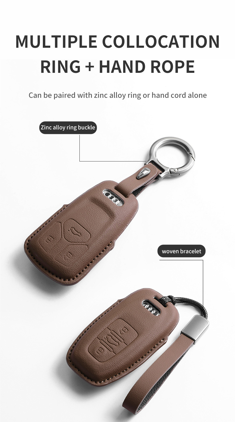 Suitable for Audi A6L Key Cover A6 Same Car Original Color Q8 Bag A4L Car A3L Car Q5 La7 Shell Q3 Buckle Q7 Cross-Border