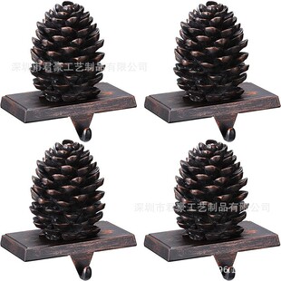 Wholesale spot Christmas stocking hook retro White Pinecone Christmas hook Christmas wreath hook fireplace decorations