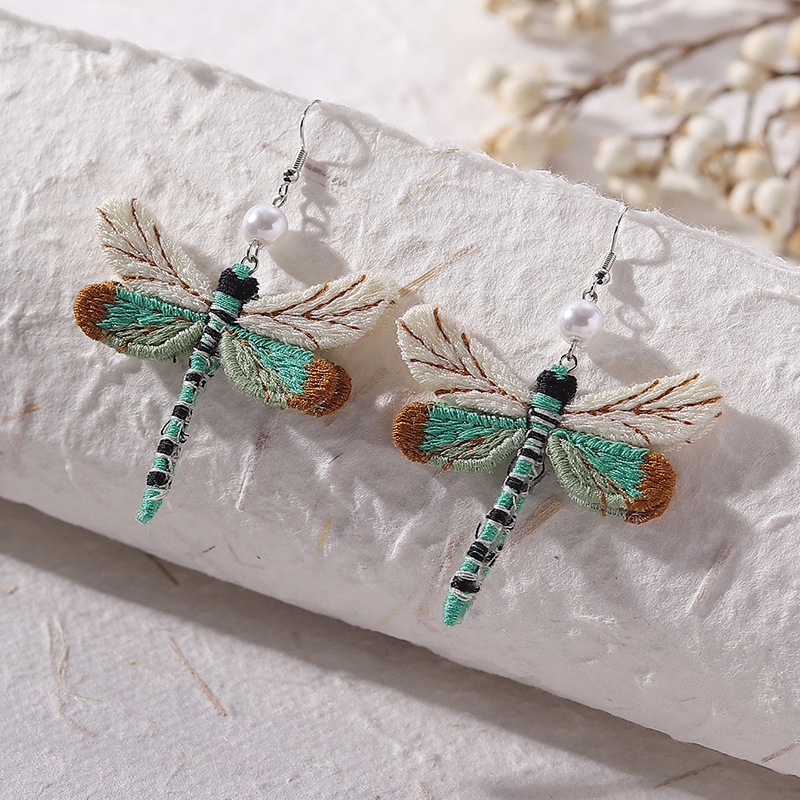 1 Pair Bohemian Dragonfly Handmade Alloy Cloth Ear Hook display picture 3