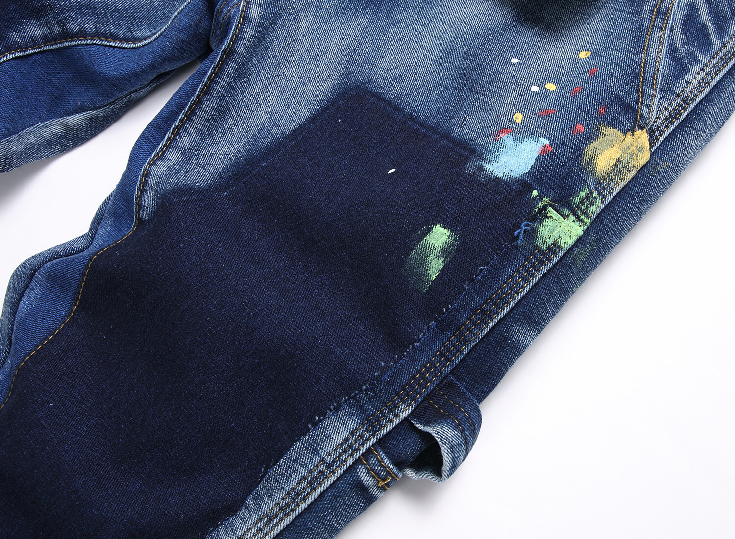 Men's Clothing punk blue multi pocket stitching loose non elastic straight tube micro flared men's jeans trend 3666_voghion.com