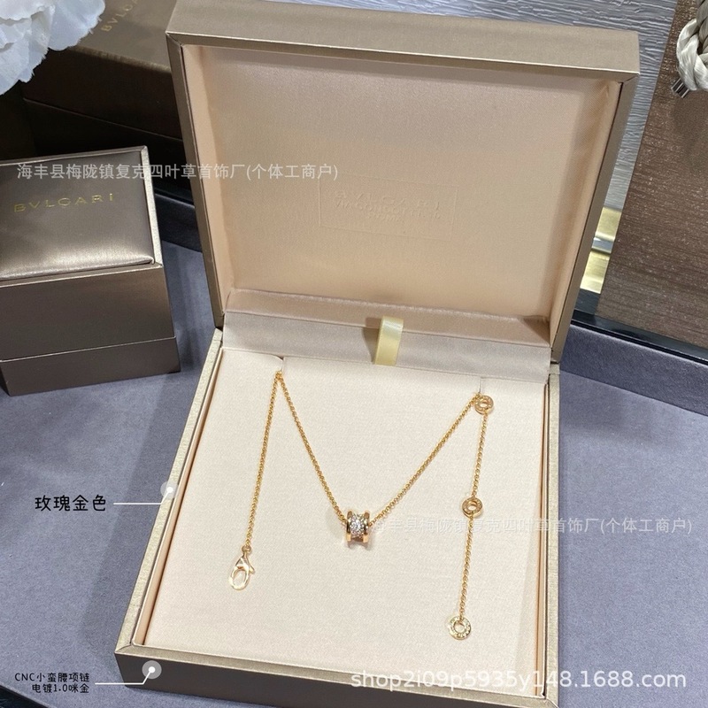 宝格弹簧项链小红人同款陶瓷边钻大小蛮腰V金CNC精工925银厚镀18K|undefined