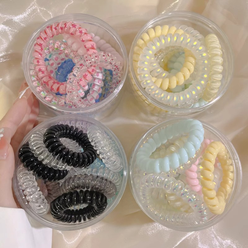 Moda de color gelatina esmerilado cabello telefónico bucle de cabello de alta elasticidad duradera correa de goma simple mujer cabeza de cabello de cola de caballo toque de cabello