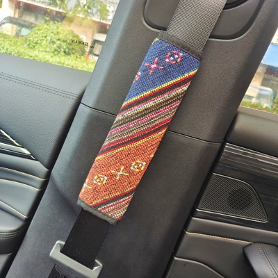 Seat belt shoulder pad Cover Linen Car Safety Belt - shoulder-pads-c-style