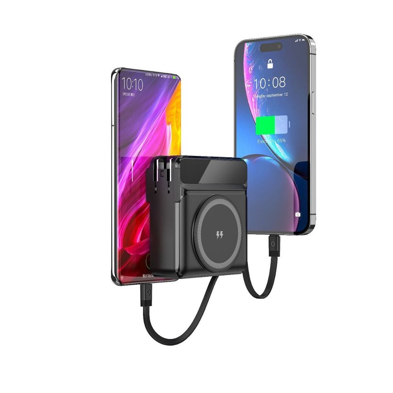 ケーブル付き磁気パワーバンク 15000 mAh 高速充電モバイル電源プラグ付き AC 壁プラグパワーバンク|undefined
