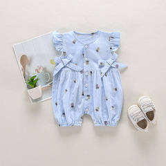 2024嬰兒連體衣服夏季新生兒薄款純棉爬爬服寶寶洋氣滿月周歲哈衣