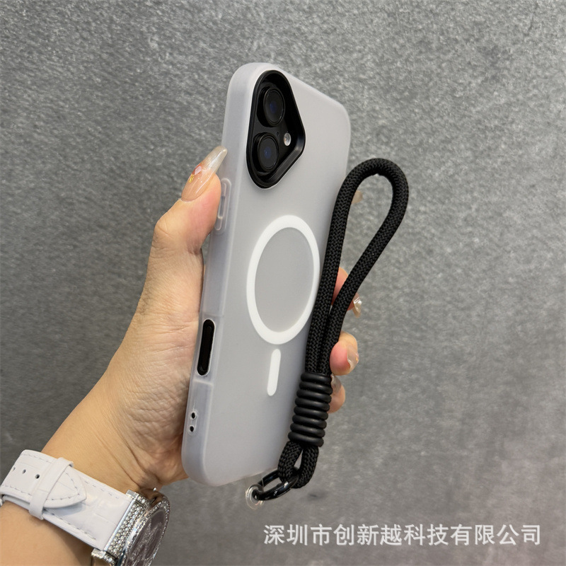 Apple 16promax ゼリー肌感触ツーインワン携帯電話ケース iPhone17 つや消し磁気吸引 15 ストラップカバーに適しています。|undefined