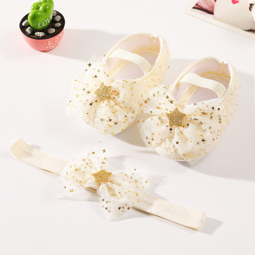 New baby shoes headband set European and American cute bow princess shoes 0-3-6-9-12 months baby shoes