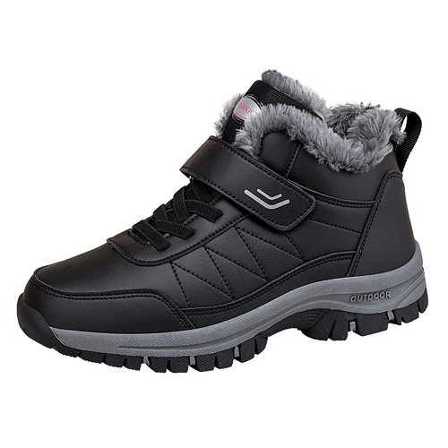Cotton Shoes Outdoor Men's Cotton Shoes for Men Seasonal High-Top Snow Shoes Elderly Walking Shoes Women's Mom Fleece Lined