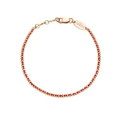 Golden red rope bracelet, pink gold