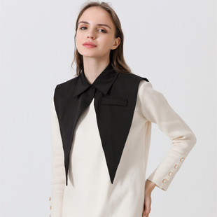 Summer thin shirt shawl collar large pointed collar versatile suit fake collar outer wear decorative small vest large swing collar