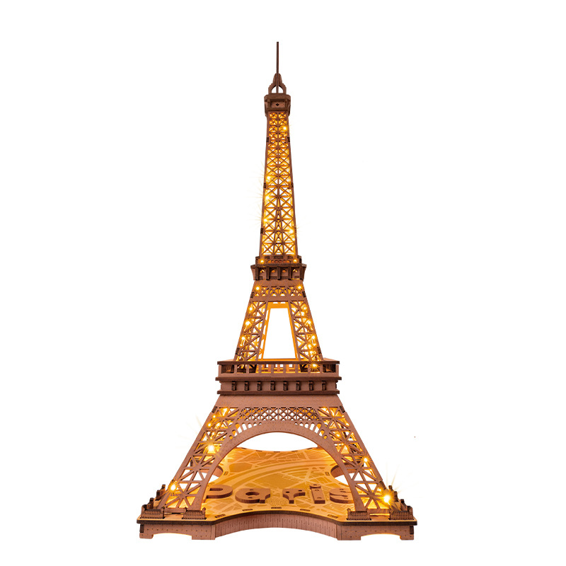 Si el estado es una colección de creación Torre Eiffel de madera 3d rompecabezas tridimensional construcción de bloques de construcción juguetes personalizados